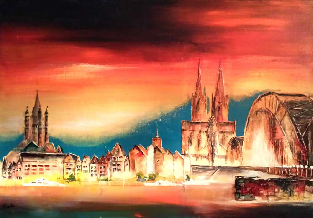 www.fuchs-galerie.de | Helmut Fuchs - Malerei | Köln Panorama  | 30 x 40cm 