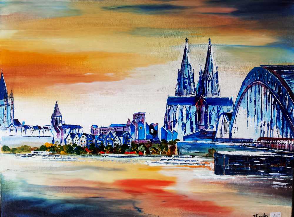 www.fuchs-galerie.de | Helmut Fuchs - Malerei | Köln Panorama  | 30 x 40cm 