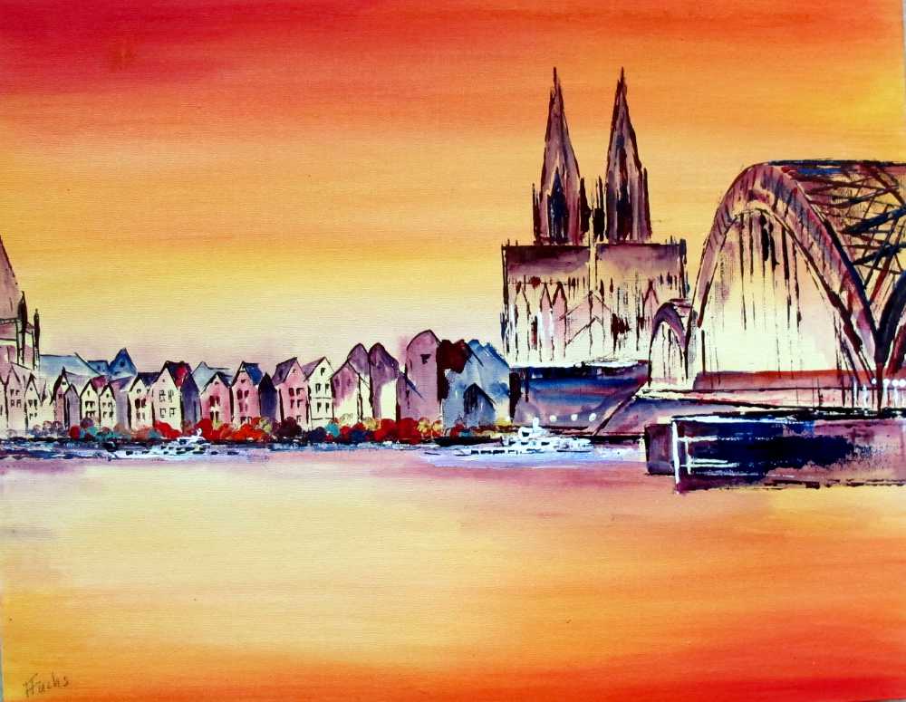 www.fuchs-galerie.de | Helmut Fuchs - Malerei | Köln Panorama  | 30 x40cm 