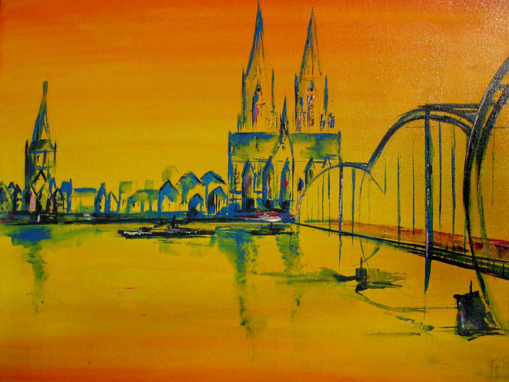 www.fuchs-galerie.de | Helmut Fuchs - Malerei | Köln Panorama  | 30 x 40cm 