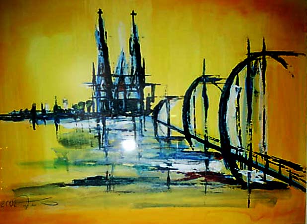 www.fuchs-galerie.de | Helmut Fuchs - Malerei | Köln Panorama  | 30 x 40cm 