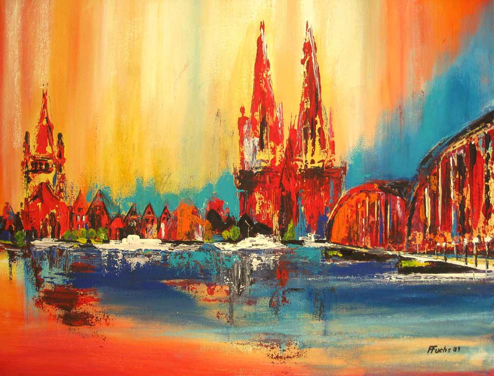 www.fuchs-galerie.de | Helmut Fuchs - Malerei | Köln Panorama  | 30x40cm 